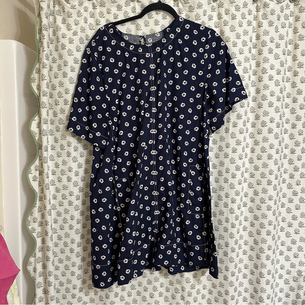Anthropologie Blue Boxy Short Sleeve Blouse